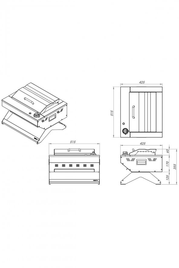 Remta Gazlı (tüplü) Profesyonel Döküm Barbekü Mangal R132 - Resim 3