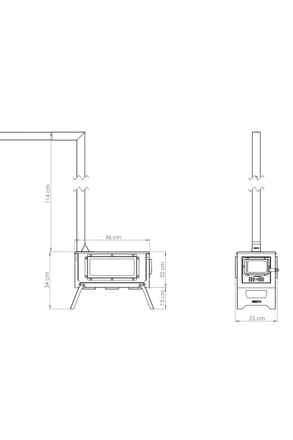 Remta Paslanmaz Çelik Mini Katlanır Kamp Sobası - Km02 - 2