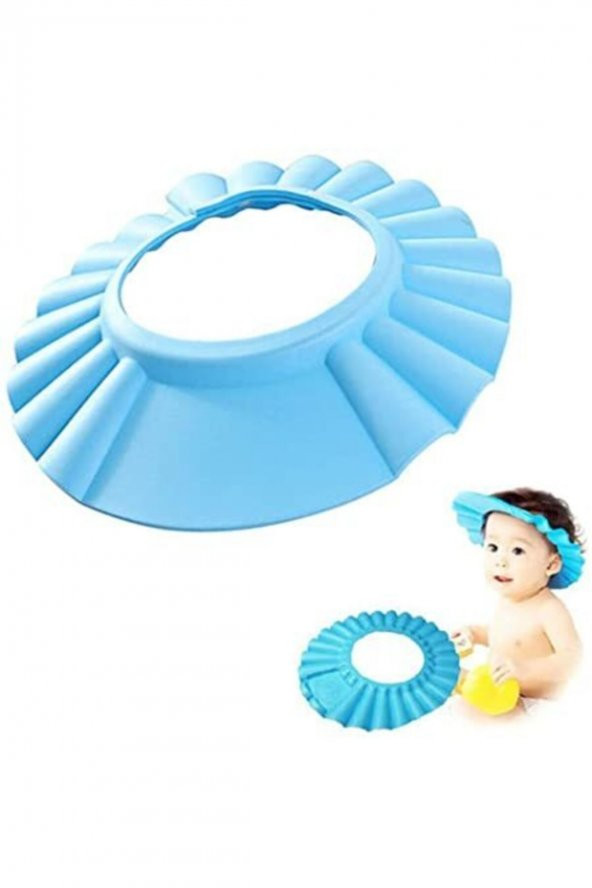 Ayarlanabilir Bebek Banyo Şapkası Mavi