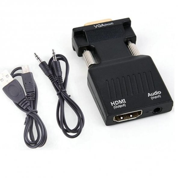 Vga To Hdmi Çevirici Dönüştürücü Laptop Tv Monitör Adaptör Kablosu 4501 - 4