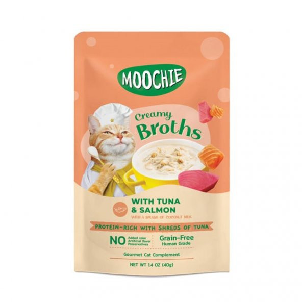 Moochie Parça Ton Balığı Ve Somonlu Tahılsız Kedi Çorbası 40gr