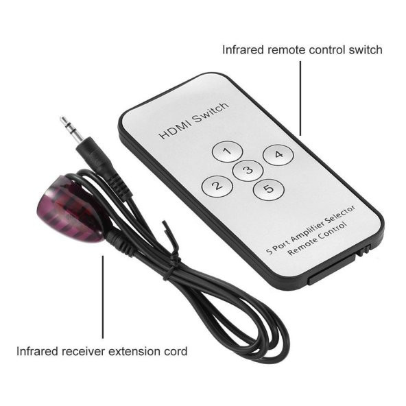 Hdmi Çoklayıcı Çoğaltıcı Switch 5 Port Kumandalı Ir Alıcılı - 2