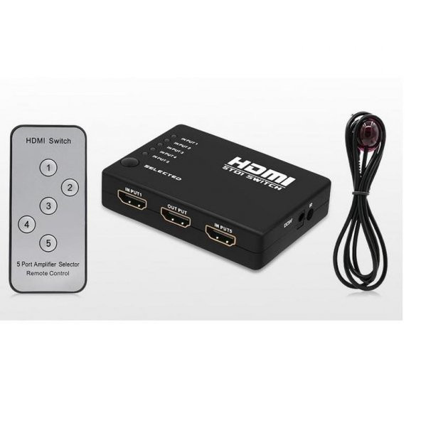 Hdmi Çoklayıcı Çoğaltıcı Switch 5 Port Kumandalı Ir Alıcılı - 3