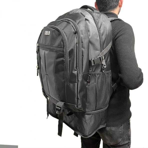 BENE Gri Renk Körüklü 50+10 Litre Kapasiteli Dağcı Sırt Çantası - 3