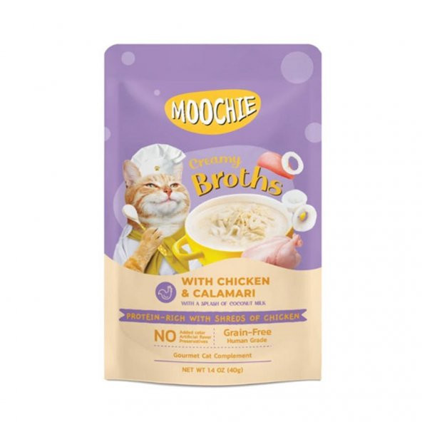Moochie Parça Tavuklu Kalamarlı Tahılsız Kedi Çorbası 40gr
