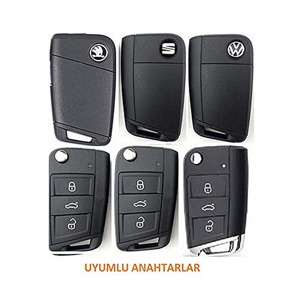 VOLKSWAGEN GOLF POLO T-CROS T-ROC TAIGO TIGUEN CADDY TPU BASKILI ANAHTAR KILIF - Resim 2