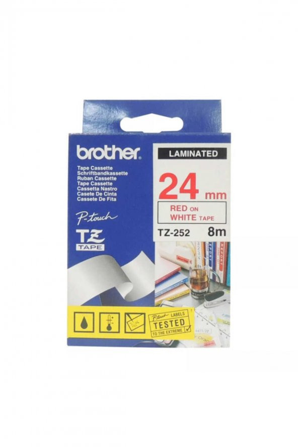 BROTHER TZ-252 (24MM) KIRMIZI LAMİNE ETİKET