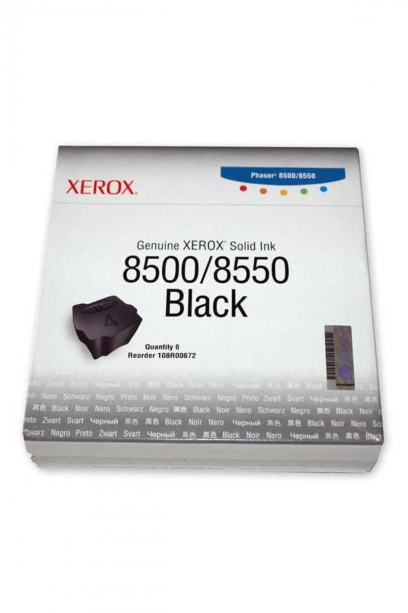 XEROX Phaser 8500 / 8550 108R00672 SİYAH KATI MÜREKKEP TONER 6lı Paket