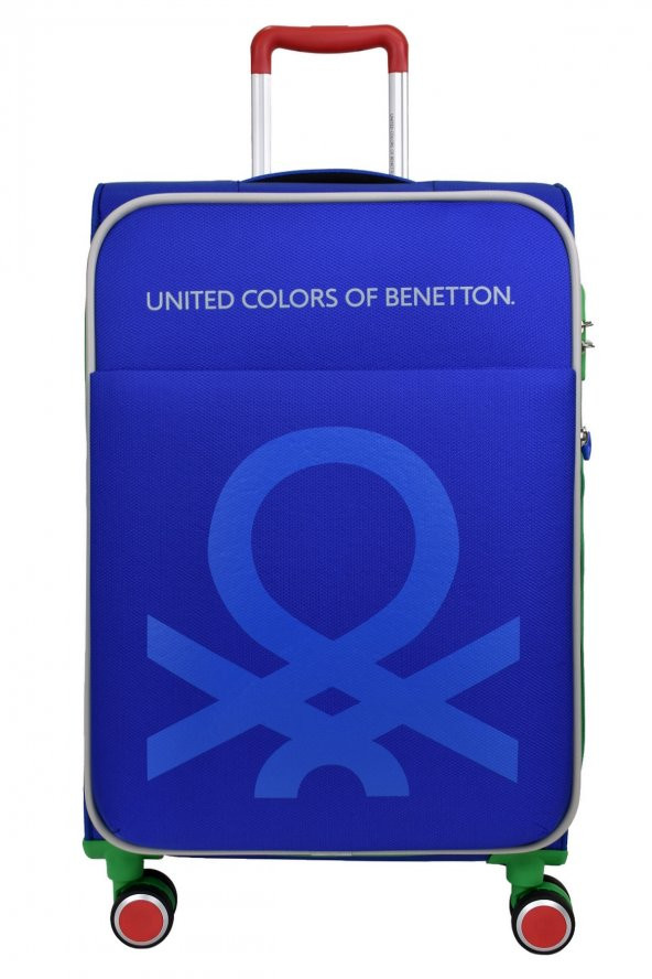 United Colors Of Benetton Ultra Light Hafif Lüx Kumaş 2li Valiz Seti Büyük Boy - Kabin Boy Mavi BNT2200 - 3