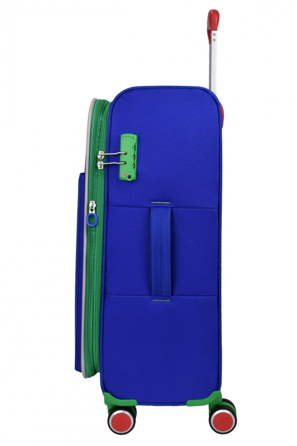 United Colors Of Benetton Ultra Light Hafif Lüx Kumaş 2li Valiz Seti Büyük Boy - Kabin Boy Mavi BNT2200 - 8