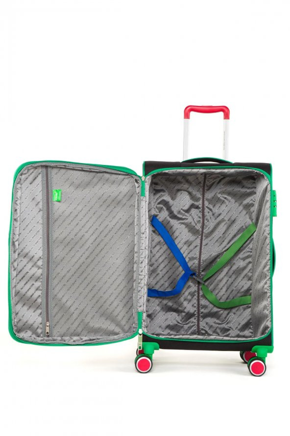 United Colors Of Benetton Ultra Light Hafif Lüx Kumaş 3lü Valiz Seti Siyah BNT2200 - 6