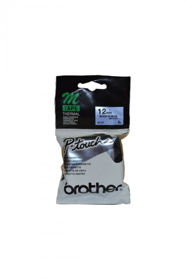 BROTHER M-531 Mavi Üzerine Siyah P-Touch Etiket 12mm PT-55 / PT-60 / PT-80