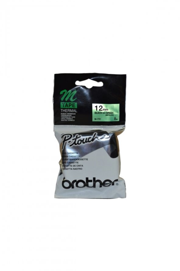 BROTHER M-731 Yeşil Üzerine Siyah P-Touch Etiket 12mm PT-55 / PT-60 / PT-80 - 1