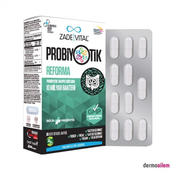Zade Vital Probiyotik Reforma Takviye Edici Gıda 30 Bitkisel Kapsül