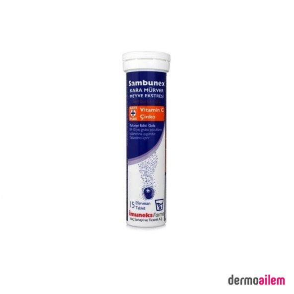 Sambunex Kara Mürver Vitamin C + Çinko 20 Efervesan Tablet