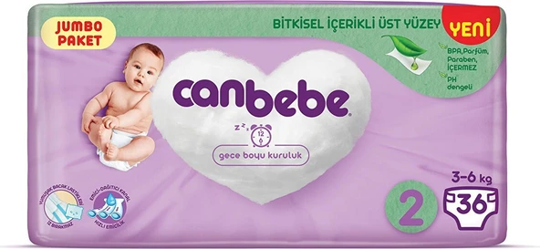 Canbebe Mini 2 Beden Jumbo Paket Bebek Bezi 36 Adet