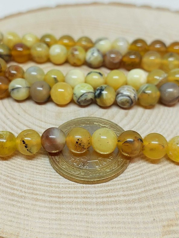 Sarı Alacalı Opal Taşı Dizi 7-7,5mm Aralığı - Resim 2