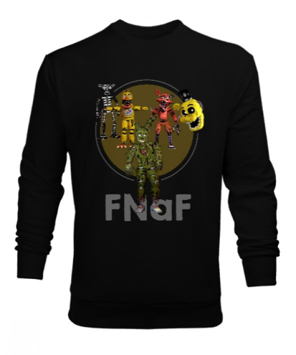 Fnaf Five Nights at Freddys Siyah Erkek Sweatshirt