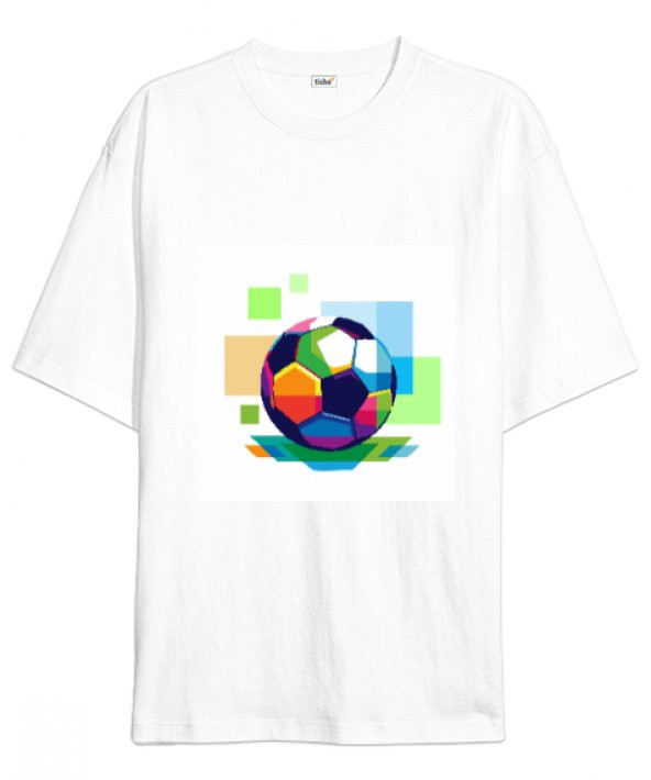 futbol topu Beyaz Oversize Unisex Tişört