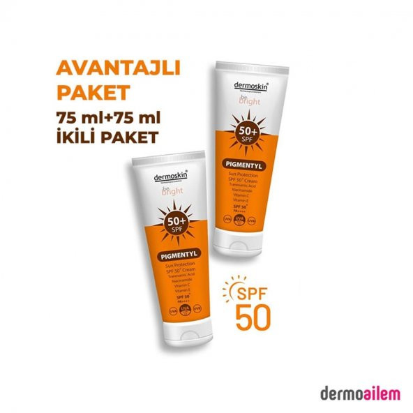 Dermoskin Pigmentyl Sun Protection Spf 50+ Cream 75 ml | İkili Paket