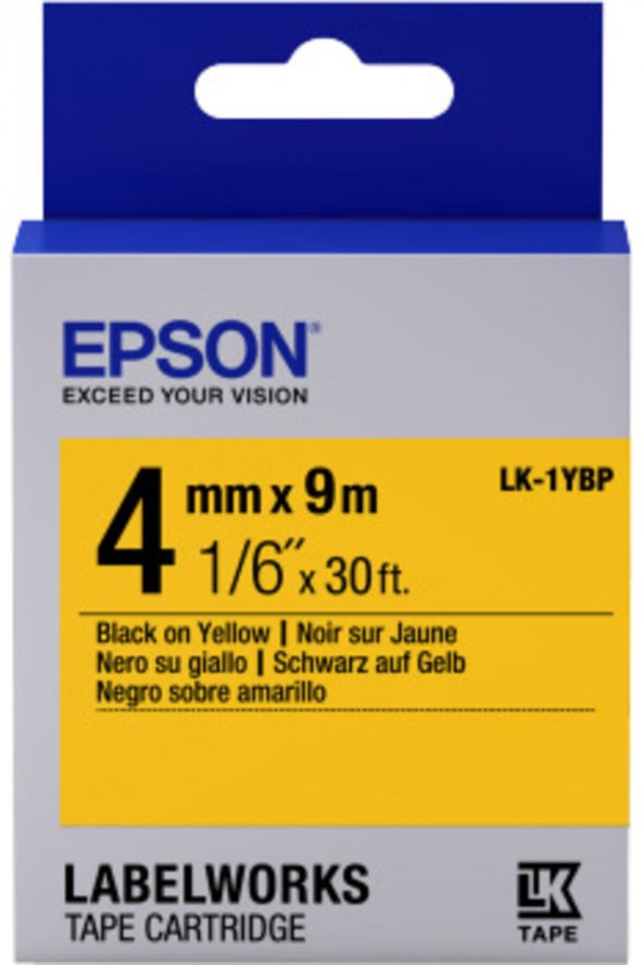 Epson LK-1YBP C53S651002 Sarı Üzerine Siyah Orjinal Etiket Şeridi LW-400, LW-600P, LW-K400, LW-700