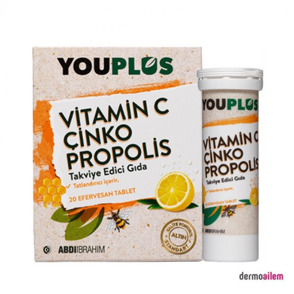 YouPlus Vitamin C Çinko Propolis 20 Efervesan Tablet