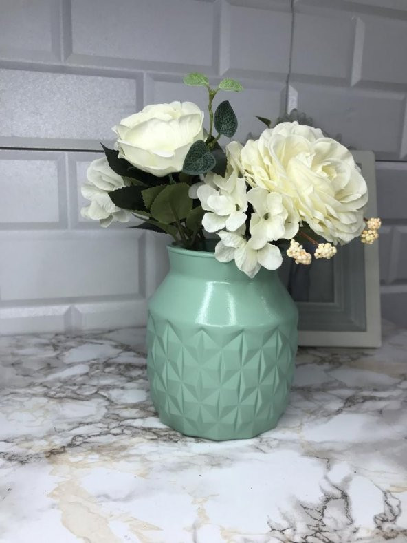 Dekoratif Desenli Vazo Mint Yeşil Venüs PS3922 - 2