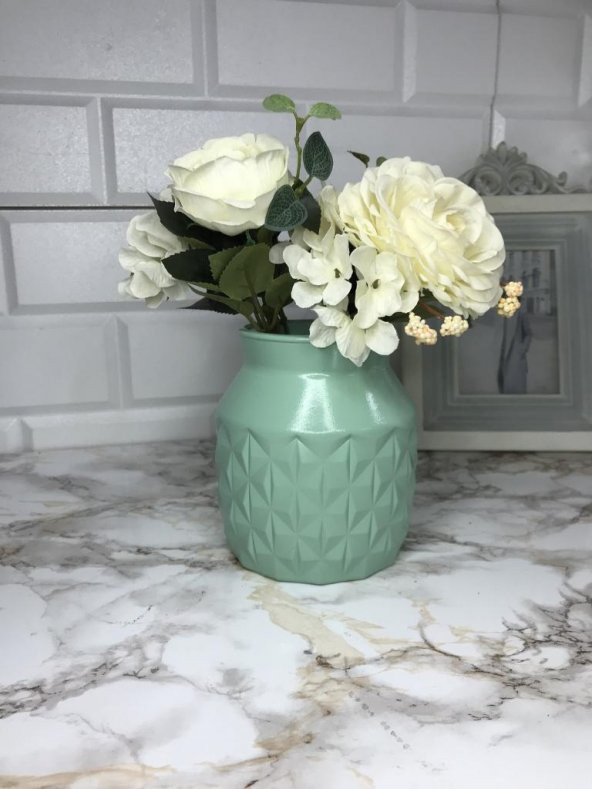 Dekoratif Desenli Vazo Mint Yeşil Venüs PS3922 - 3