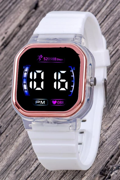 Pinkoli Tuşlu Yanıp Sönen Işıklı Led Çocuk Saati Beyaz (Akıllı Saat Değil) ST-304304 - 3
