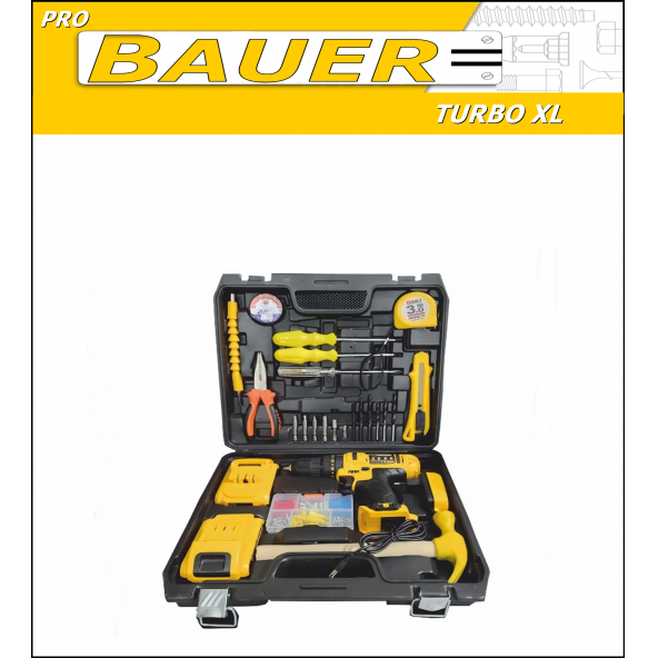 Bauer 58 V 6 Ah 81 Parça Full Setli Çift Bataryalı Metal Şanzumanlı Darbeli Şarjlı Vidalama
