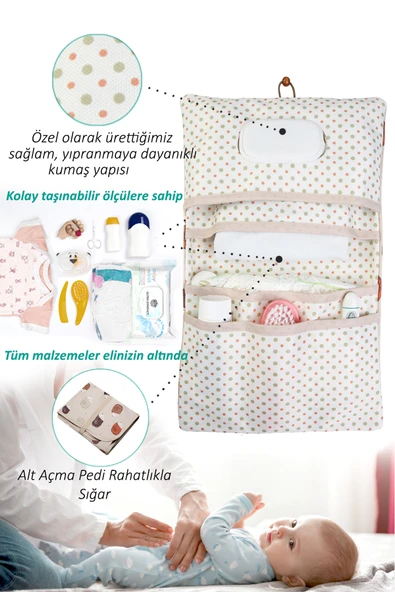 Anne Bebek Bakım Çantası Yenidoğan Alt Açma Değiştirme Düzenleyici Çantası Organizer Urcin - Resim 6