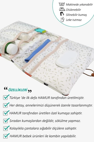 Anne Bebek Bakım Çantası Yenidoğan Alt Açma Değiştirme Düzenleyici Çantası Organizer Poyraz - Resim 2