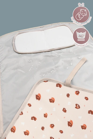 Anne Bebek Bakım Örtüsü Alez Yenidoğan Alt Açma Değiştirme Ada Organizer Pedi Minderi Çift Taraflı - Resim 3