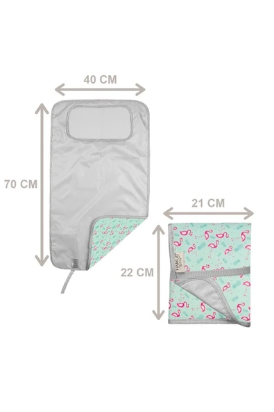 Anne Bebek Bakım Örtüsü Alez Yenidoğan Alt Açma Değiştirme Flamingo Organizer Ped Minder ÇiftTaraflı - Resim 6