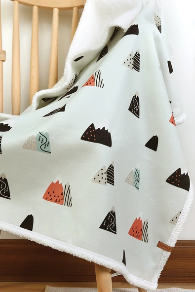 Fluffy Bebek Battaniyesi 80x100 Cm Poyraz Kundak Puset Çift Taraflı Koyun Tüyü Battaniye 100x80 - Resim 3