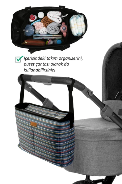Anne Bebek Bakım 2 Prç Takım Alt Açma Çantası Yenidoğan Pedi Ve Düzenleyici Organizer Mom-503 - 4