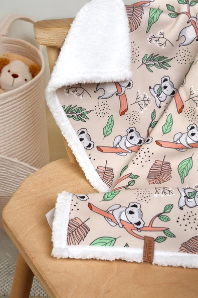 Fluffy Bebek Battaniyesi 80x100 Cm Koala Kundak Puset Çift Taraflı Koyun Tüyü Battaniye 100x80 - 5