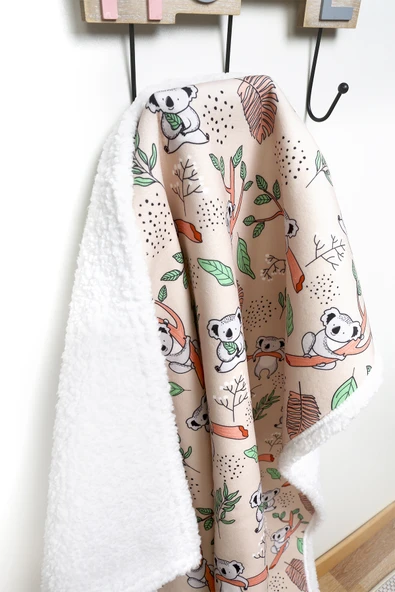 Fluffy Bebek Battaniyesi 80x100 Cm Koala Kundak Puset Çift Taraflı Koyun Tüyü Battaniye 100x80 - 4