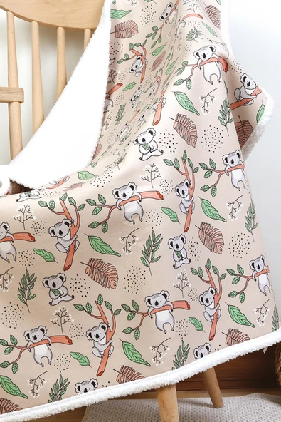 Fluffy Bebek Battaniyesi 80x100 Cm Koala Kundak Puset Çift Taraflı Koyun Tüyü Battaniye 100x80 - 6