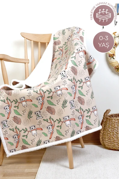 Fluffy Bebek Battaniyesi 80x100 Cm Koala Kundak Puset Çift Taraflı Koyun Tüyü Battaniye 100x80 - 3