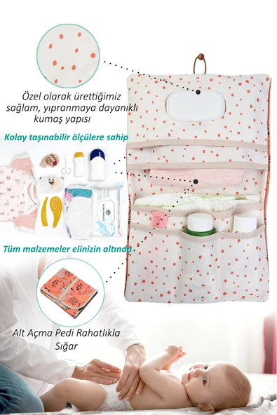 Anne Bebek Bakım Çantası Yenidoğan Alt Açma Değiştirme Düzenleyici Çantası Organizer Bonatitan - Resim 7