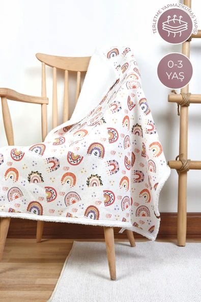 Fluffy Bebek Battaniyesi 80x100 Cm Gök Pudra Kundak Puset Çift Taraflı Koyun Tüyü Battaniye 100x80 - 5