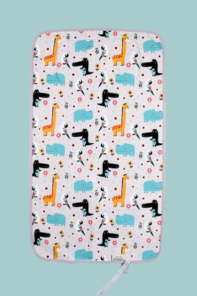 Anne Bebek Bakım Örtüsü Yenidoğan Alt Açma Değiştirme Animal Organizer Pedi Minderi Çift Taraflı - Resim 7