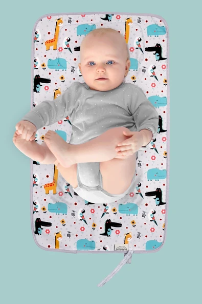 Anne Bebek Bakım Örtüsü Yenidoğan Alt Açma Değiştirme Animal Organizer Pedi Minderi Çift Taraflı - Resim 2