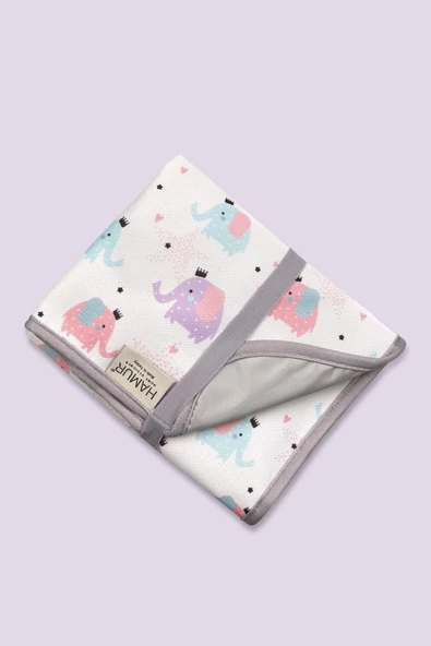 Anne Bebek Bakım Örtüsü Yenidoğan Alt Açma Değiştirme Elephant Organizer Pedi Minderi Çift Taraflı - Resim 6