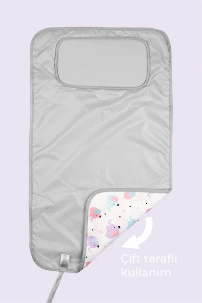 Anne Bebek Bakım Örtüsü Yenidoğan Alt Açma Değiştirme Elephant Organizer Pedi Minderi Çift Taraflı - Resim 4