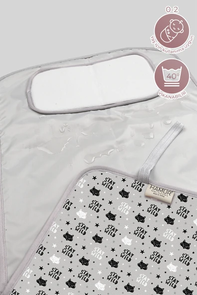 Anne Bebek Bakım Örtüsü Alez Yenidoğan Alt Açma Değiştirme Fox Organizer Pedi Minderi Çift Taraflı - 3