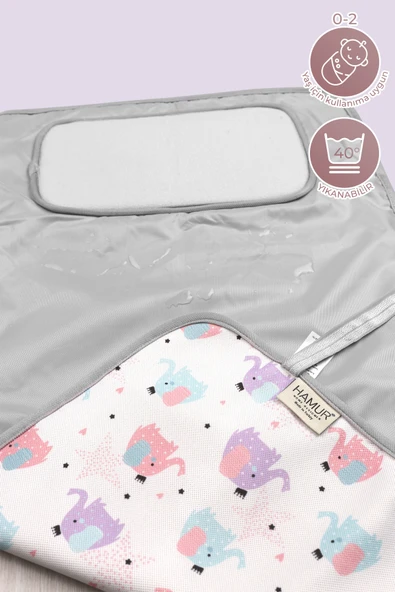 Anne Bebek Bakım Örtüsü Yenidoğan Alt Açma Değiştirme Elephant Organizer Pedi Minderi Çift Taraflı - 3