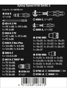 Wera 8100 SA/SC 2 Cırcır Zyklop 1/2"-1/4" Lokma Bits Seti 05160785001