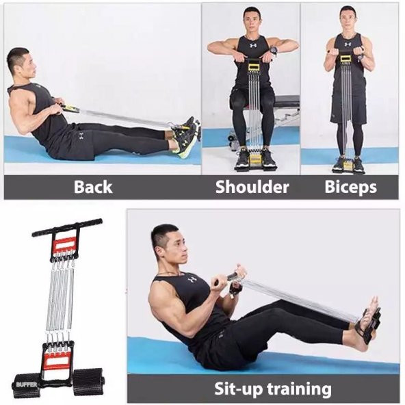 Werkon 5 Dirençli El Ayak Göğüs Yayı Çelik Yay Spor Aleti - 4